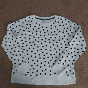 Boden White Polka Dot Cotton Sweatshirt, Size S